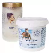 Набор: Соль Мертвого моря 1200 г и Маска для тела из грязи Мертвого моря от DR.MUD 1500 г (Израиль)