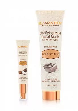Набор: крем для лица увлажняющий Moisturizing Face Cream - Shea Butter и грязевая маска для лица Seamantika Clarifying Mud Facial Mask Dead Sea Mud. (Израиль)